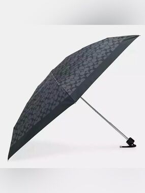 COACH C4322 🖤🩶GRAPHITE🩶🖤 SIGNATURE PRINT MINI UMBRELLA 🌟NWT🌟